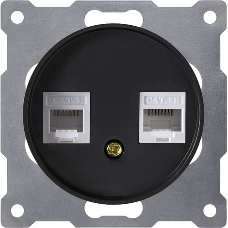 Prise double 2xRJ45, Cat.5e UTP - noir (1/3)