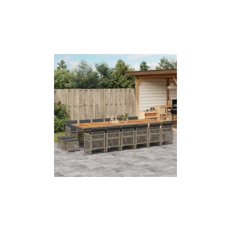 Ensemble à manger de jardin 17 pcs et coussins résine tressée (1/5)