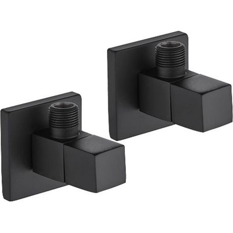 Coppia rubinetti sottolavabo quadrati nero opaco 1/2”×3/8” Tecom