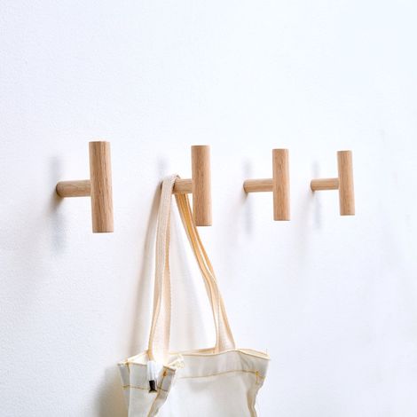 Ganci da parete - Ganci da parete in legno - Appendiabiti in legno - Ganci decorativi da parete - Per borse - cappelli - cappotti - portafogli - Resistenti - Robusti - Supportano fino a 3 kg (1/4)