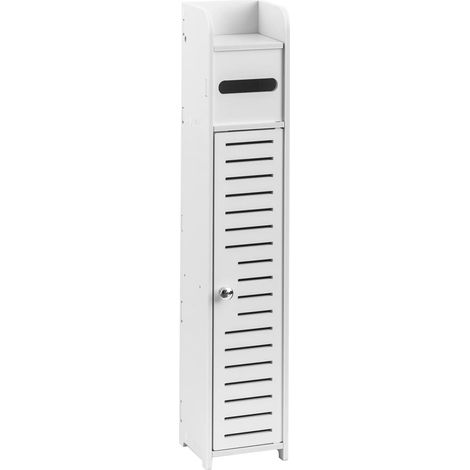 Porte-papier toilette sur pied, petit meuble de rangement pour papier toilette, étanche, idéal pour les petits espaces, blanc.