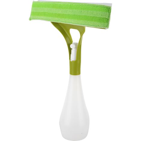 Racleur de vitres spray 3 en 1 avec microfibre et grattoir souple pour pare-brise voiture et fenêtres maison vert blanc (1/5)