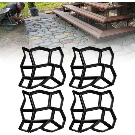 SWANEW 4 pezzi Stampi per cemento 43x43x4cm, lastre di pavimentazione, fattoria, giardino, giardino, decorazione del giardino, sentiero, fai da te, pavimentazione, riutilizzabile, colata, imitazione d