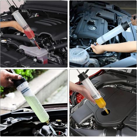2 Pièces Seringue d'aspiration d'huile, Seringue a Huile Boite Vitesse 500cc, Huile Aspiration Seringue avec Tuyaux pour Liquide de Frein, Huiles de Transmission, Liquide de Refroidissement