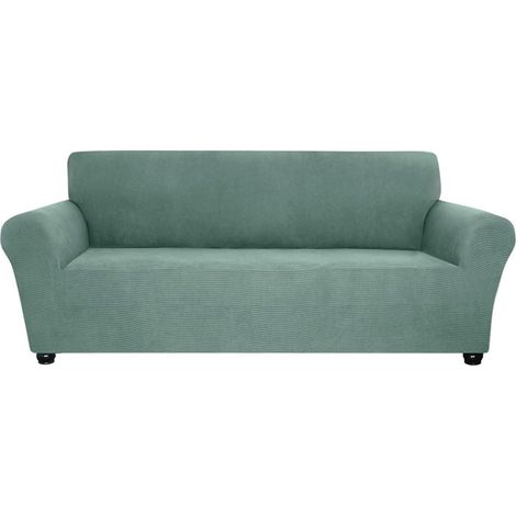 Funda elástica para sofá de spandex, antideslizante y suave, de 3 plazas, lavable, para salón, ideal para niños y mascotas (verde claro). (1/5)