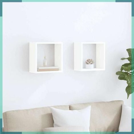 806998 étagères cube murales 2 pcs Blanc 30x15x30 cm (1/5)
