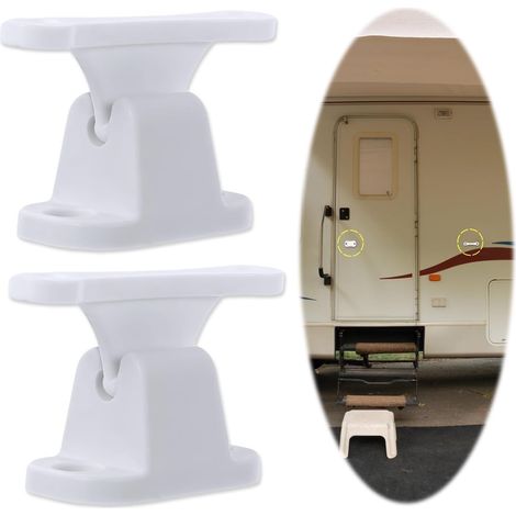 Lot de 2 Bloc Porte Camping Car 45×60 mm, Arrêt Retenue de Porte en Forme de T Caravane, Support de Porte en Plastique de Remorque, Pièces et Accessoires pour Camping-Car Bateau(Blanc) (1/5)