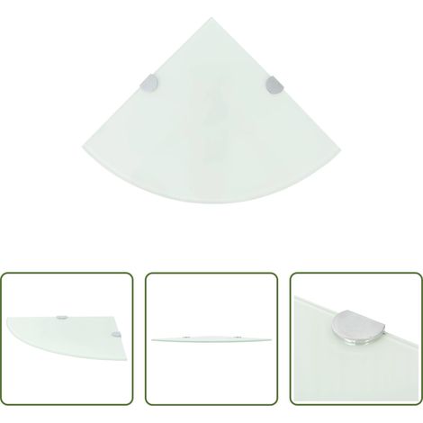 Étagère d'angle - Étagère de coin avec supports chromés Verre Blanc 35 x 35 cm (1/5)