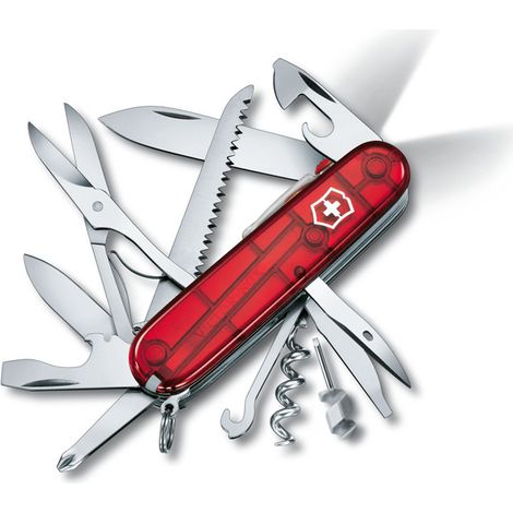 Schweizer Offiziersmesser Victorinox Huntsman Lite mit LED-Lichtholz sah 21 Funktionen 121 Gramm rot transparent 1.7915.T (1/2)