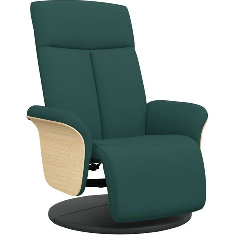 vidaXL Poltrona Reclinabile con Poggiapiedi Verde Scuro in Tessuto