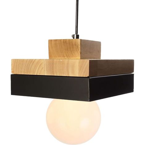 QAZQA E27 Moderne Suspensions Luminaire Plafonnier Luminarie Contemporain Blanc Vernis Suspensions Luminaire Plafond Lustre Bois et Metal Suspensions Luminaire Suspensions Lampe(Noir) (1/5)