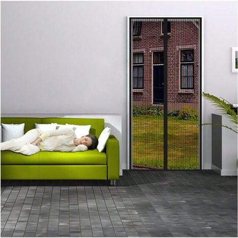 Porte moustiquaire, moustiquaire magnétique à mailles ultra fines, fermeture automatique magnétique, rideau anti-moustique pour porte patio de couloir, aucun perçage requis 90 x 210 cm (1/4)