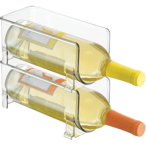 Botellero (juego de 2) – Soporte apilable de plástico para botellas de vino, refrescos u otras bebidas – Botellero moderno para 1 botella – Transparente