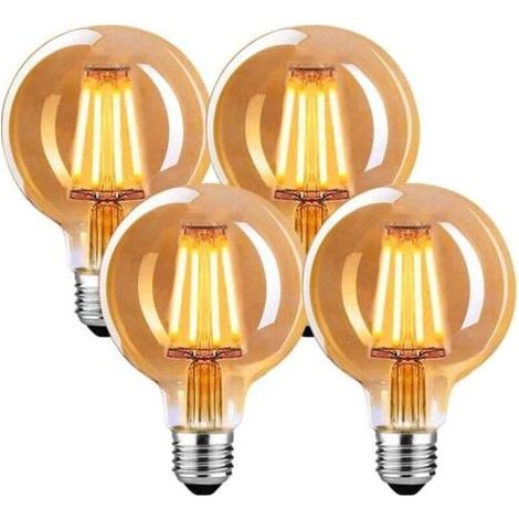 Lot de 4 Ampoules LED Vintage E27 4W G80, Lumière Blanche Chaude 2700K, Idéal pour Suspension, Lampe de Chevet et Applique Murale (1/4)