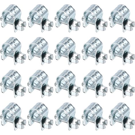 20pcs Collier De Serrage Pour Injection De Carburant 7-9mm Ajustable En Acier Zingué Mini Collier Pour Tuyau De Gaz Pour Automotive Agriculture Plomberie Diesel Essence Tuyau (1/5)