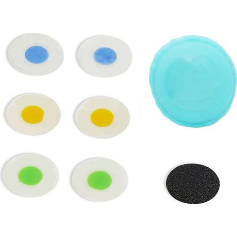 Lot de 6 rustines autocollantes rondes et colorées pour pneus de vélo, outil de réparation rapide pour VTT (1/5)