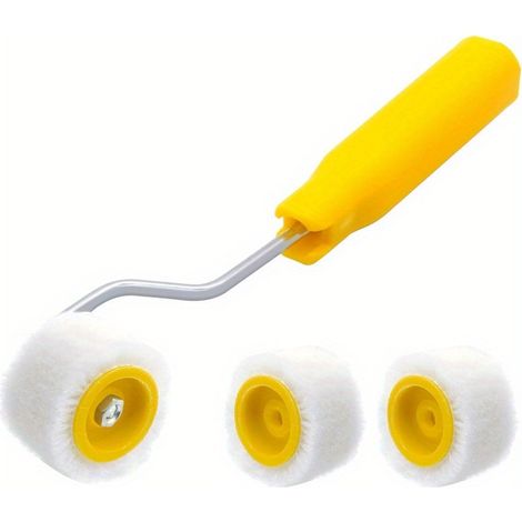 Mini rulli da 4/5 pollici per ritoccare bordi o angoli, pennelli di lana extra piccoli, piccolo strumento per dipingere per risultati professionali (1 pennello + 2 rulli)