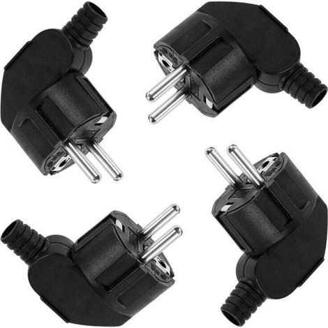YMYNY Prise électrique mâle 250V 16A, 4 pièces, prise d'angle, mise à la terre, Protection de prise électrique, noir (1/4)