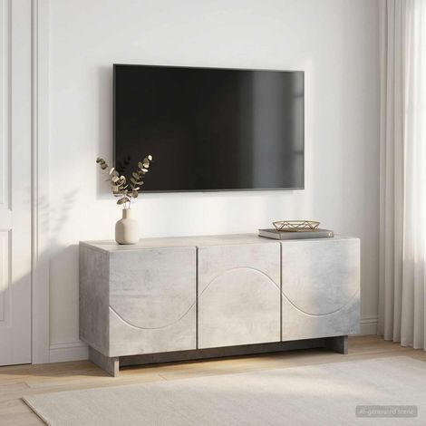 vidaXL Meuble TV 90 x 34,5 x 40 cm Gris béton Bois d'ingénierie (1/5)