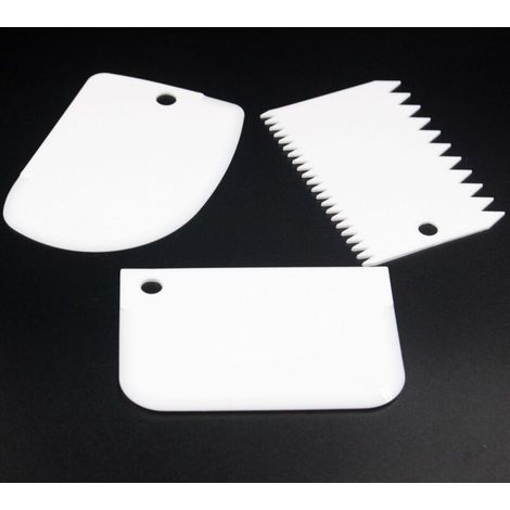 Ensemble de trois grattoirs blancs crème, grattoirs trapézoïdaux en plastique, (1/4)