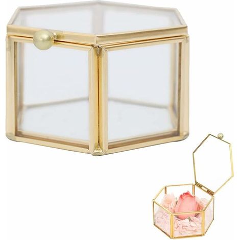 Geometric Jewelry Box, Glass Jewelry Box, Clear Glass Geometric Jewelry Box, Clear Glass Jewelry Box, for Storage and Display Rings, Earrings (1/5)