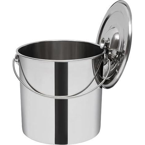 Seau en Acier Inoxydable 304 de 20L pour Cuisine et Camping - Avec Couvercle, Épaisseur 1,6mm, Ouverture 31cm - Pour Nourriture, Lait, Champagne