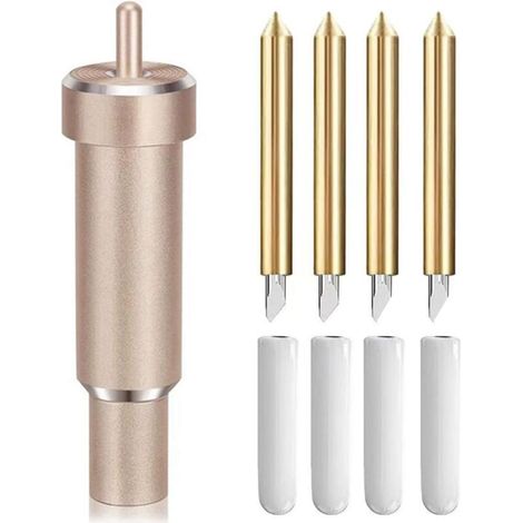 4 Pieces Replacement Blade and Deep Cutting Case for Cricut Explore Air 2/3, for Cricut Knife Maker 3, Deep Cut Blade 30/60 Degree, Deep Blade Foam Chipboard Leather Cutting Tool (Gold) (1/5)