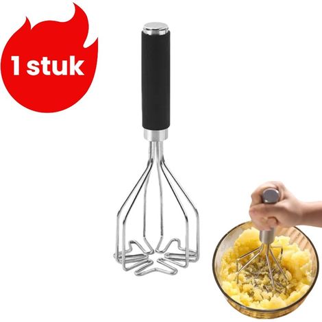pièce - Presse-purée de pommes de terre en acier inoxydable - Presse-purée manuelle - Écrase-purée - Moule à purée manuel - Motif fleur de prunier - Argenté (1/5)