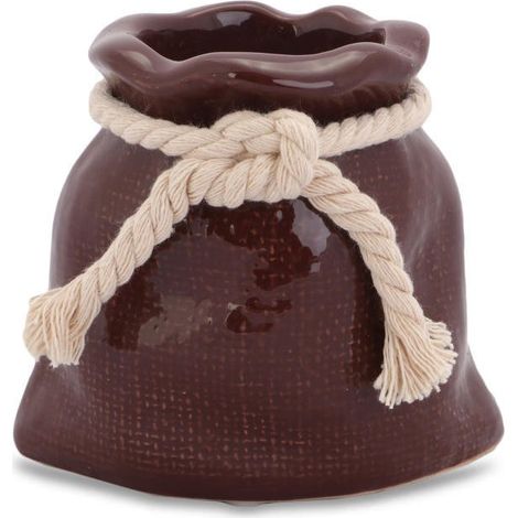 Mini-Pouch-Kerzenhalter aus Keramik in Braun (1/2)