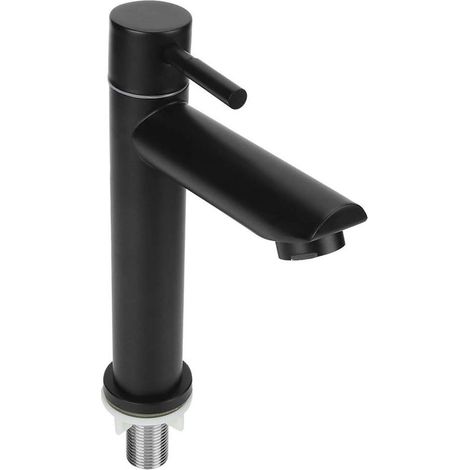 Einzelner Kaltwasserhahn aus schwarzem Edelstahl, geeignet für Badezimmer und Toiletten - G1/2 Kaltwasserhahn mit Einhebelmischer.