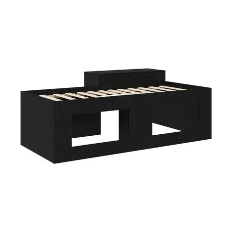 Lit haut enfant (avec bureau), noir, 98,5 × 200 cm, pour chambre, confort quotidien, assemblage rapide (1/5)