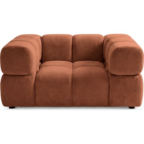 GUSTAVE - Fauteuil tissu velours Terracotta (1/5)