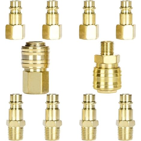 Raccord Pneumatique Rapide 1/4 NPT, Adaptateur d'Air Comprimé 1/4 Pouce, Embout Mâle de Jonction, Connecteur de Tuyau d'Air, Coupleur Rapide pour Compresseur (1/5)