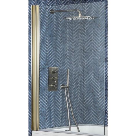 Milano Auro - Matte Gold Bathroom Straight Standard Bath Shower Screen - 800mm x 1400mm