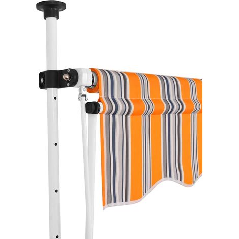vidaXL Tenda da Sole Retrattile Manuale 400 cm a Strisce Blu e