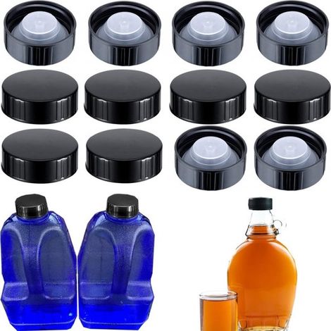 Bouchons à visser lot de 12 - capsules étanches à large ouverture de 38 mm pour bouteilles de bière et bocaux, noir (1/5)