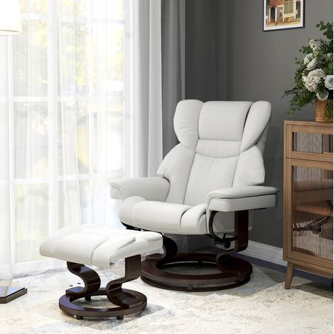 Poltrona relax elettrica girevole con massaggio, poggiapiedi, similpelle crema (1/5)