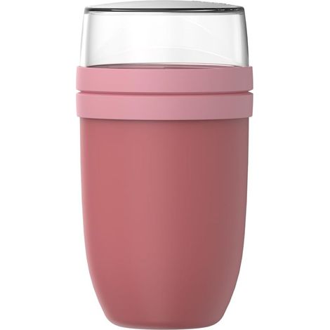Pot à Déjeuner XL Ellipse - Pot à Yaourt et Muesli - Compartiments Séparés - Convient au Congélateur, au Micro-ondes et au Lave-vaisselle - 750 + 300 ml - Vivid mauve (1/5)
