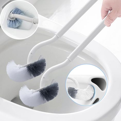 Brosse WC (lot de deux) avec manche courbé de 40 cm pour un nettoyage efficace des bords et des zones difficiles d'accès (1/5)
