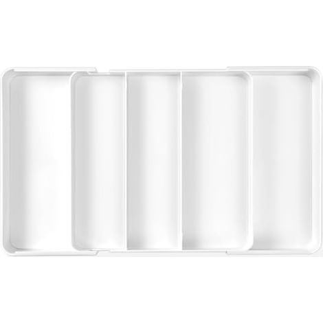 Range Couverts pour Tiroir, Rangement Couverts Tiroir Cuisine Extensible Profondeur 27 cm, Extensible Jusqu'à 45.5 cm, Range-couverts 5 Compartiments, Organisateur Couverts pour Couverts (1/5)