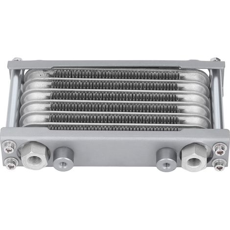 Refroidisseur d'huile moteur, radiateur de refroidissement d'huile de transmission en aluminium pour motos et quads 50 à 250 cm³, couleur argent. (1/5)