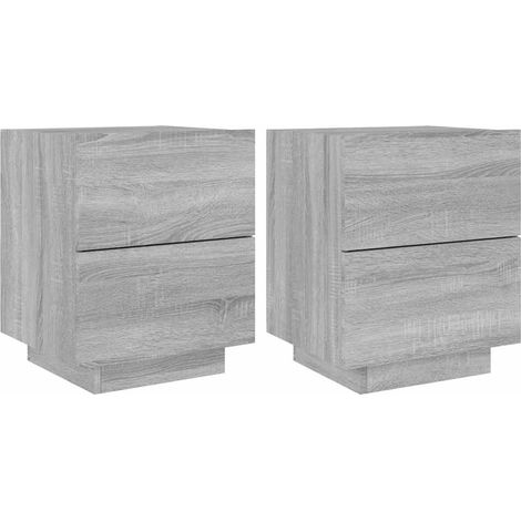 Maison Exclusive - Nachttische mit LED-Leuchten 2 Stk. Grau Sonom