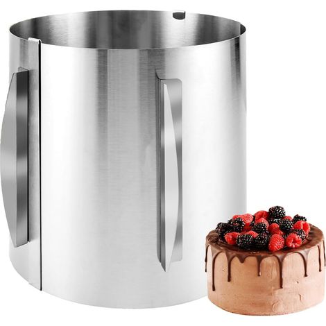 20 cm tall cake ring – adjustable stainless steel cake ring diameter 16-30 cm – springform baking mould with measuring scale for tiered cakes, mousse and desserts (1/5)