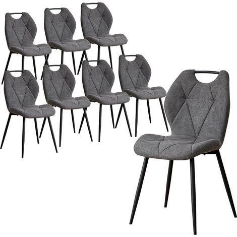 8er-Set Esszimmerstühle Grau, skandinavisch, gepolstert, mit Griffen (1/5)