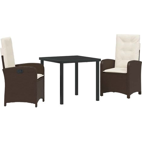 Ensemble de salle à manger pour jardin 3 pcs,Salon de jardin Marron polyrotin CFW81290 (1/5)