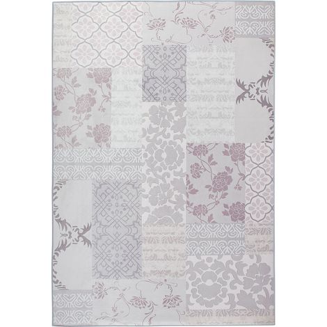 Alfombra multicolor gris de poliéster 160 x 230 cm pelo corto patrón floral Ballica