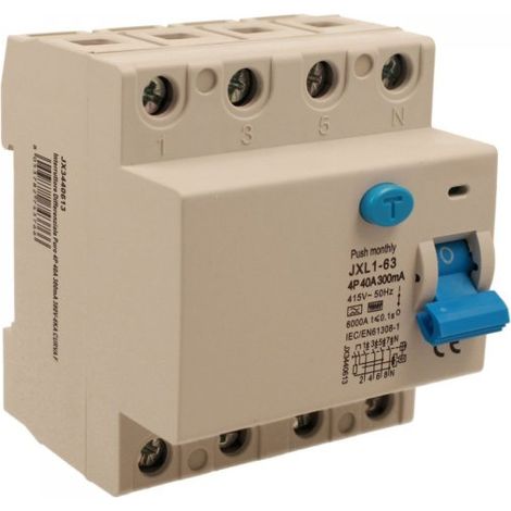 ETTROIT Interruttore Differenziale Puro 4P 40A 300mA 380V 6KA Curva F - JX3440613
