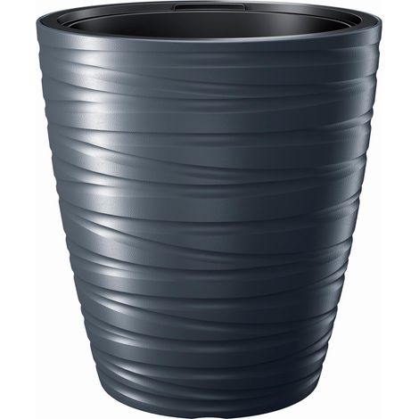 Maceta con deposito 16L Maze de plastico en color antracita 29,6 (largo) x 29,6 (ancho) x 32,9 (alto) cm (1/3)