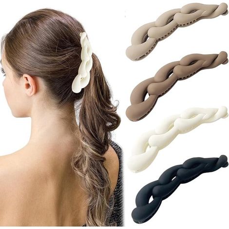 4 horquillas tipo banana，horquillas tipo banana vintage，sujetador de coleta，pinzas tipo banana，pinza antideslizante para coleta para mujer (1/5)