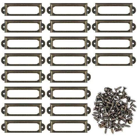 20 Stück Metall-Etikettenhaltergriffe 60 x 17 mm für Büro, Bücherregal, Regale, Rahmen